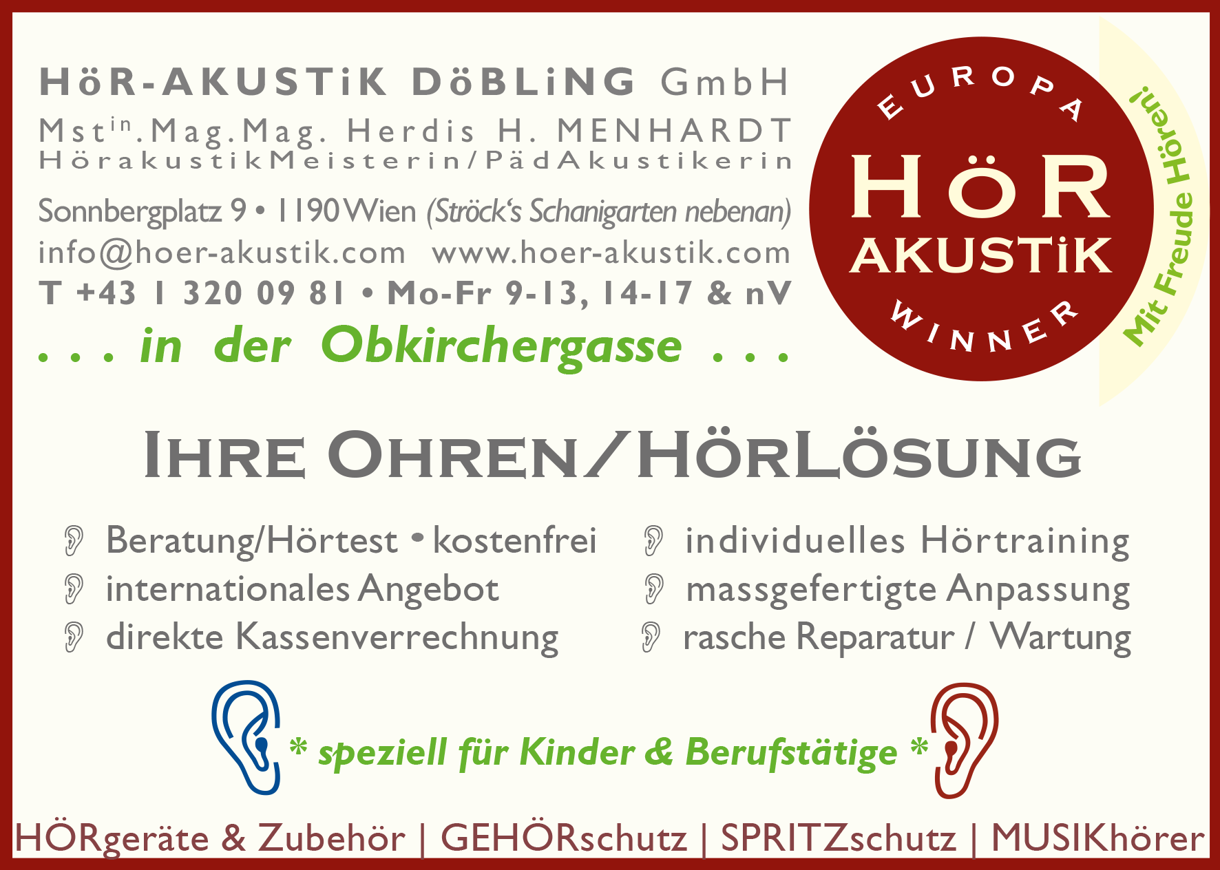 HöR-AKUSTiK DöBLiNG – Hörgeräte & Zubehör, Gehörschutz, Spritzschutz, Musikhörer
